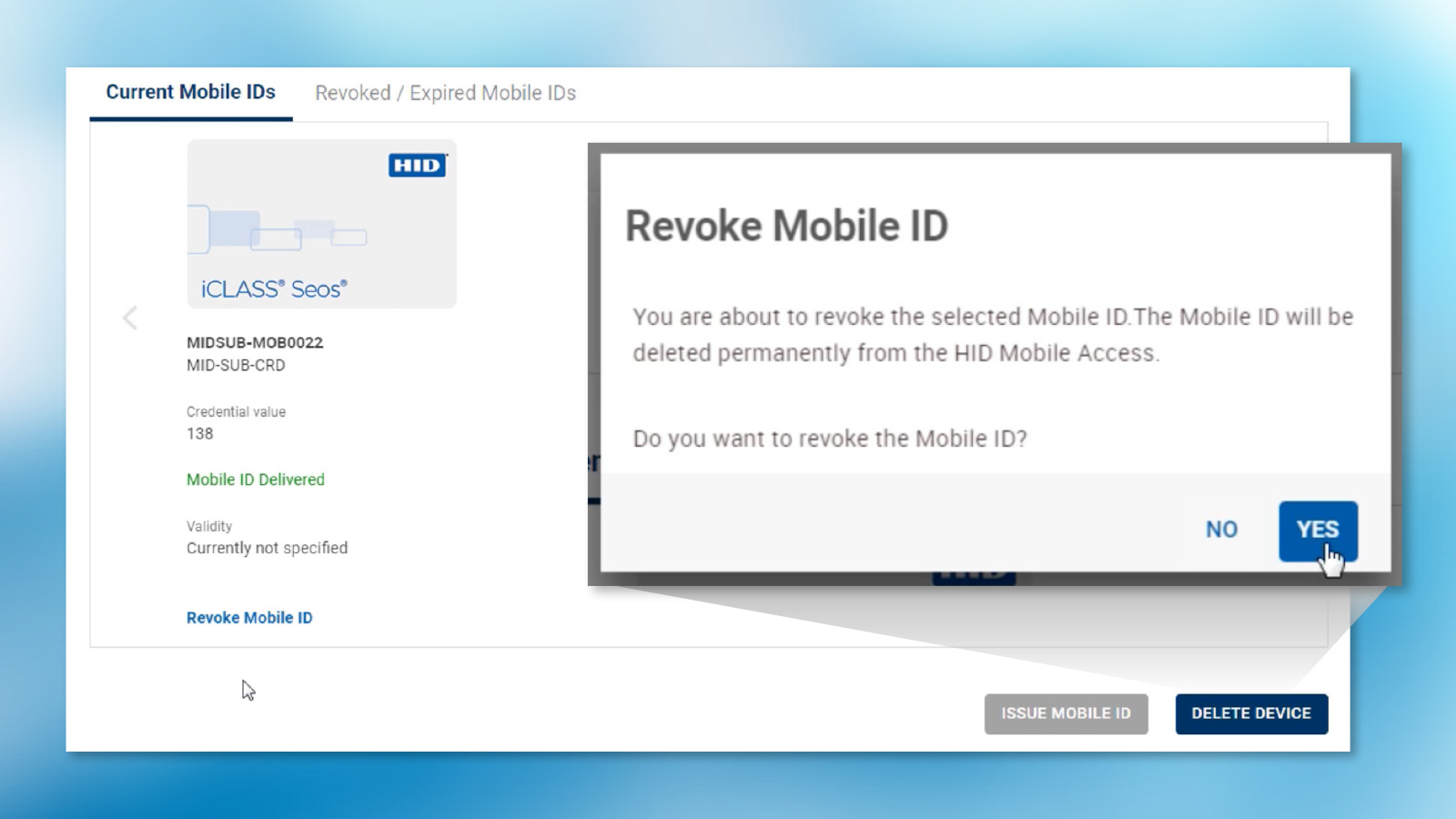 Mobile Access — Revoke Mobile ID